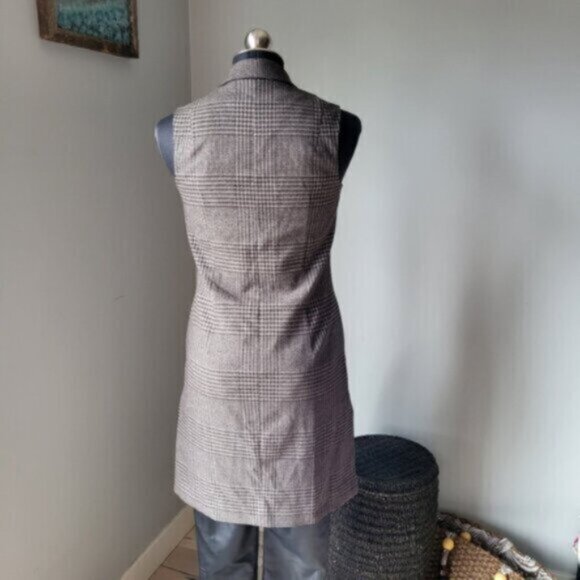 Double Breasted Houndstooth Long Blazer Vest Sz 0/Small - Picture 8 of 11